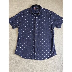 Marvel Nick Graham & Co Captain America Button Up Shirt Mens Large Slim Fit Blue